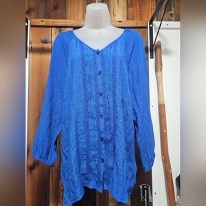 Sharagano Royal Blue Textured Blouse